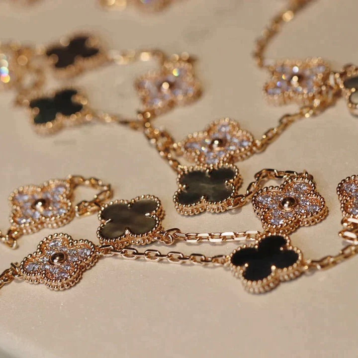 [Triumph Jewelry]CLOVER 20 MOTIFS DARK MOP DIAMOND  NECKLACE