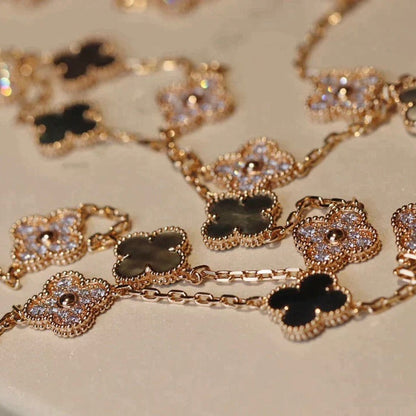 [Triumph Jewelry]CLOVER 20 MOTIFS DARK MOP DIAMOND  NECKLACE