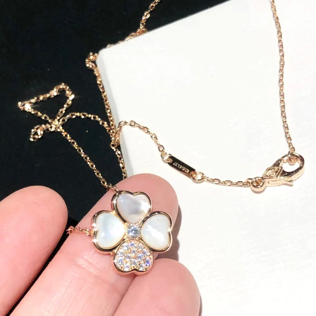 [Triumph Jewelry]CLOVER MOP DIAMOND ROSE GOLD NECKLACE