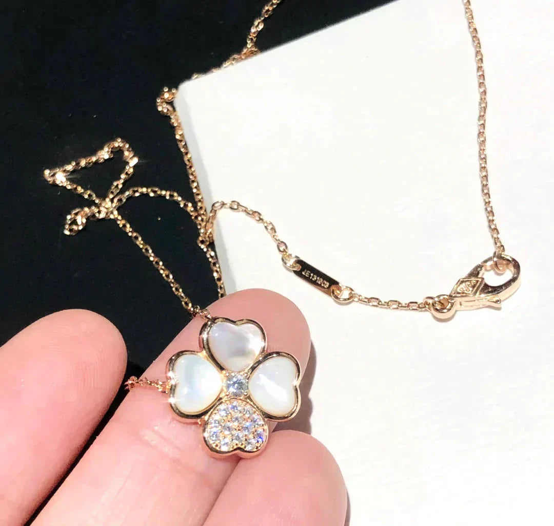 [Triumph Jewelry]CLOVER MOP DIAMOND ROSE GOLD NECKLACE