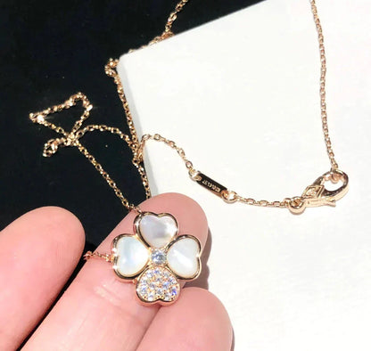 [Triumph Jewelry]CLOVER MOP DIAMOND ROSE GOLD NECKLACE