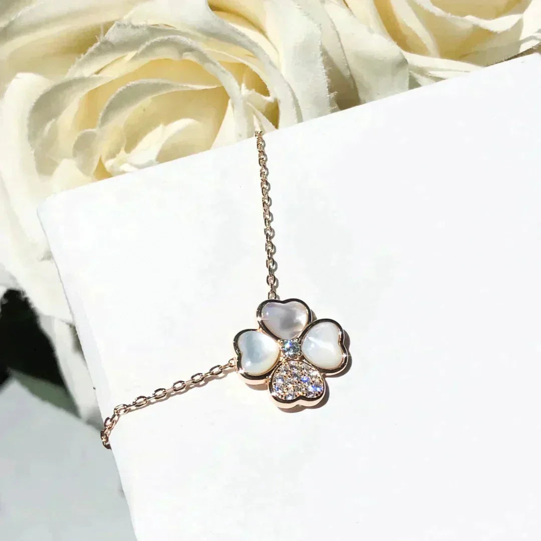 [Triumph Jewelry]CLOVER MOP DIAMOND ROSE GOLD NECKLACE