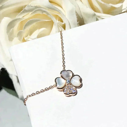 [Triumph Jewelry]CLOVER MOP DIAMOND ROSE GOLD NECKLACE