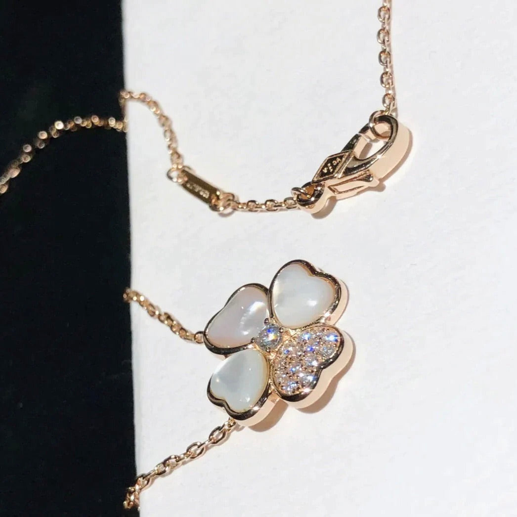 [Triumph Jewelry]CLOVER MOP DIAMOND ROSE GOLD NECKLACE