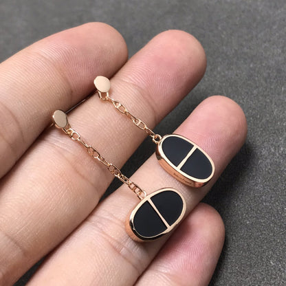 [Triumph Jewelry]CHAINE VERSO BLACK CERAMIC SILVER EARRINGS