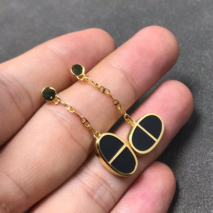 [Triumph Jewelry]CHAINE VERSO BLACK CERAMIC SILVER EARRINGS