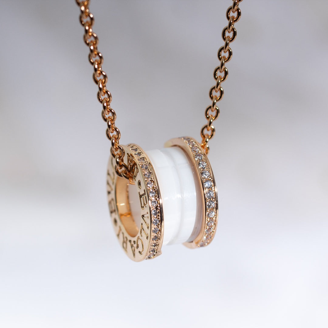 [Triumph Jewelry]ZERO 1 WHITE CERAMIC PINK GOLD DIAMOND NECKLACE