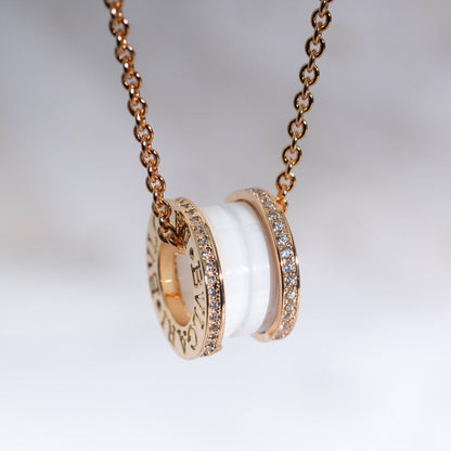 [Triumph Jewelry]ZERO 1 WHITE CERAMIC PINK GOLD DIAMOND NECKLACE