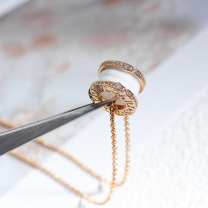 [Triumph Jewelry]ZERO 1 WHITE CERAMIC PINK GOLD DIAMOND NECKLACE