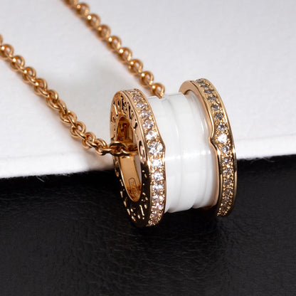 [Triumph Jewelry]ZERO 1 WHITE CERAMIC PINK GOLD DIAMOND NECKLACE
