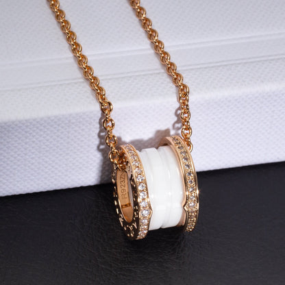 [Triumph Jewelry]ZERO 1 WHITE CERAMIC PINK GOLD DIAMOND NECKLACE