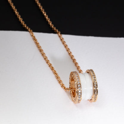 [Triumph Jewelry]ZERO 1 WHITE CERAMIC PINK GOLD DIAMOND NECKLACE