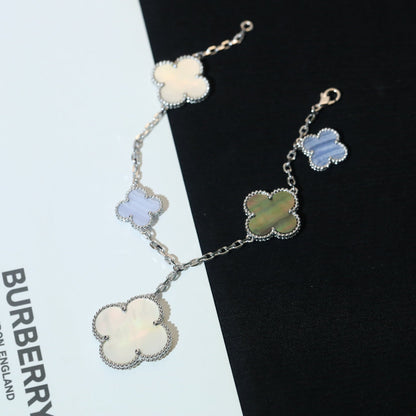 [Triumph Jewelry]CLOVER BRACELET 5 MOTIFS MOP CHALCEDONY SILVER