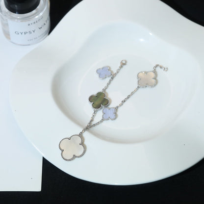 [Triumph Jewelry]CLOVER BRACELET 5 MOTIFS MOP CHALCEDONY SILVER
