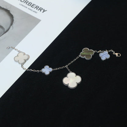 [Triumph Jewelry]CLOVER BRACELET 5 MOTIFS MOP CHALCEDONY SILVER