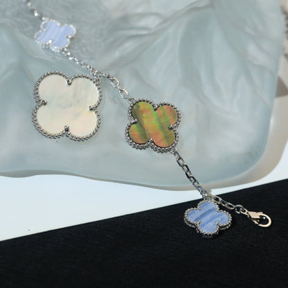 [Triumph Jewelry]CLOVER BRACELET 5 MOTIFS MOP CHALCEDONY SILVER