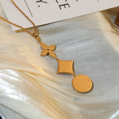 [Triumph Jewelry]STAR AND SUN DIAMOND PINK GOLD NECKLACE