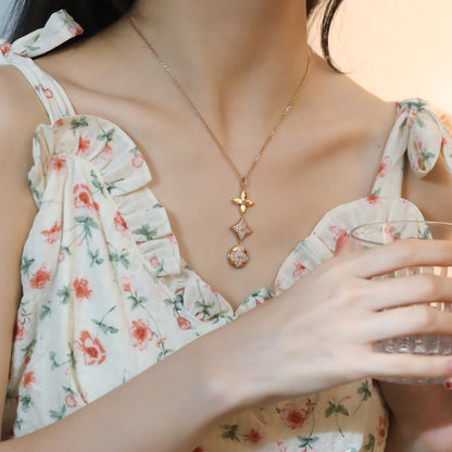 [Triumph Jewelry]STAR AND SUN DIAMOND PINK GOLD NECKLACE