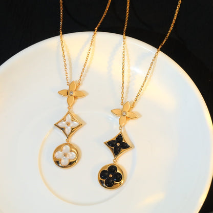 [Triumph Jewelry]STAR AND SUN ONYX PINK GOLD NECKLACE