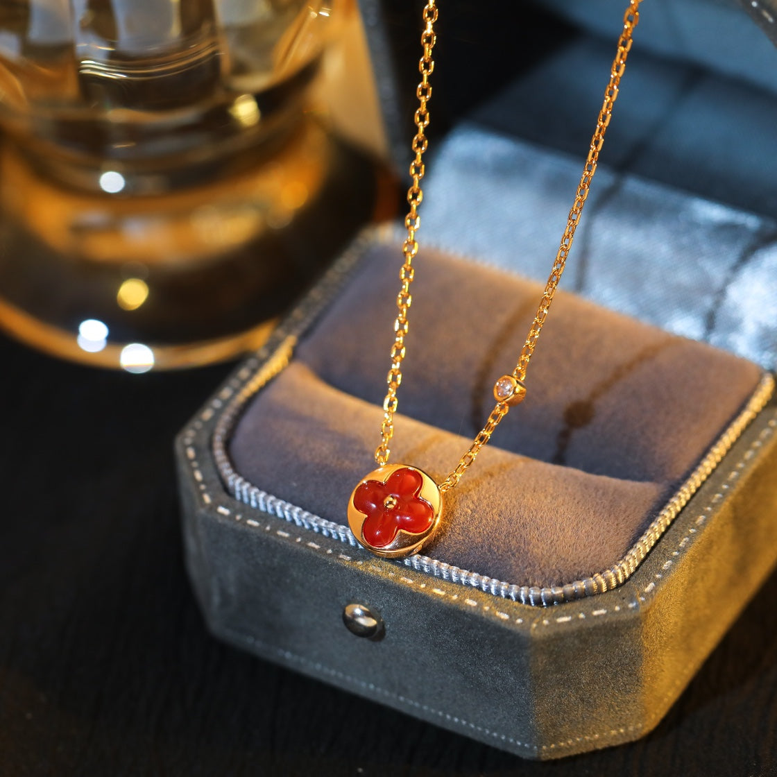 [Triumph Jewelry]SUN PEDANT PINK GOLD 1 DIAMOND NECKLACE