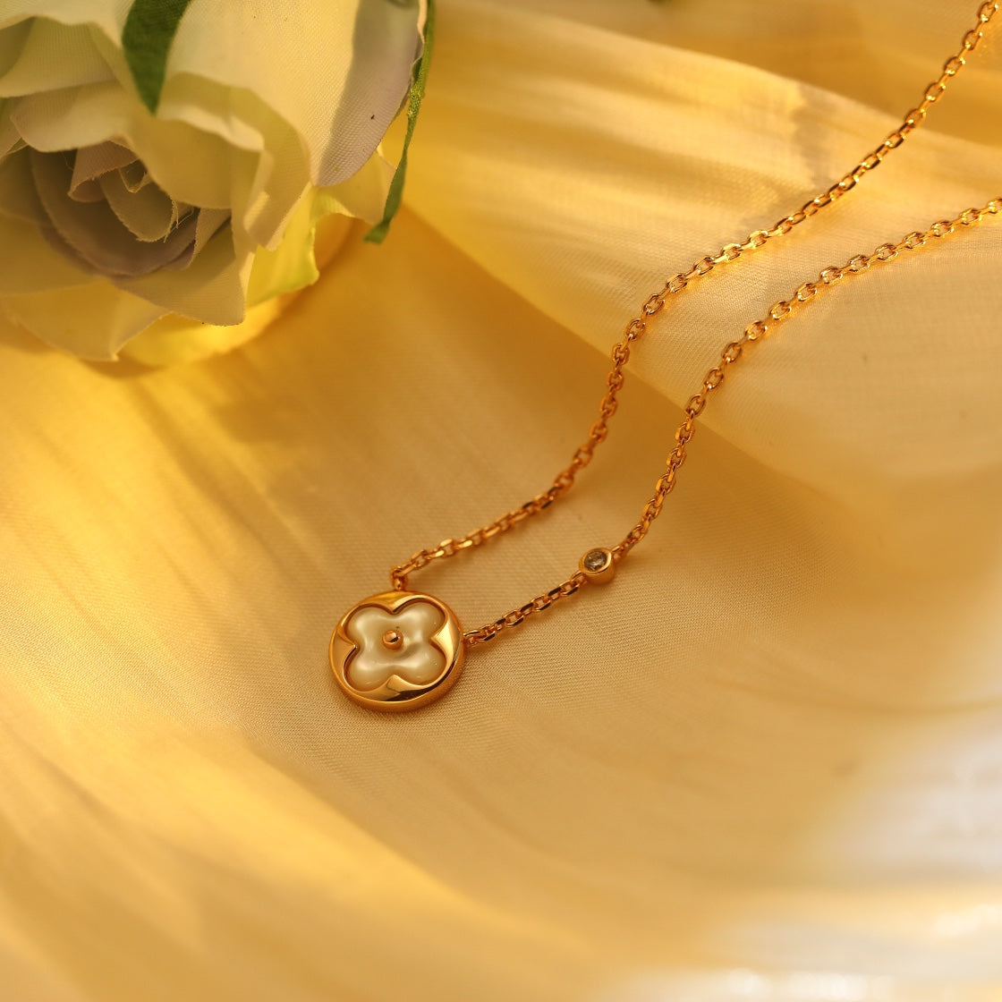 [Triumph Jewelry]SUN PEDANT PINK GOLD 1 DIAMOND NECKLACE