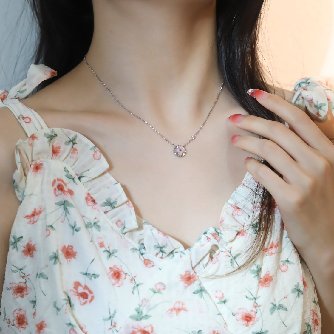 [Triumph Jewelry]SUN PEDANT PINK GOLD 1 DIAMOND NECKLACE