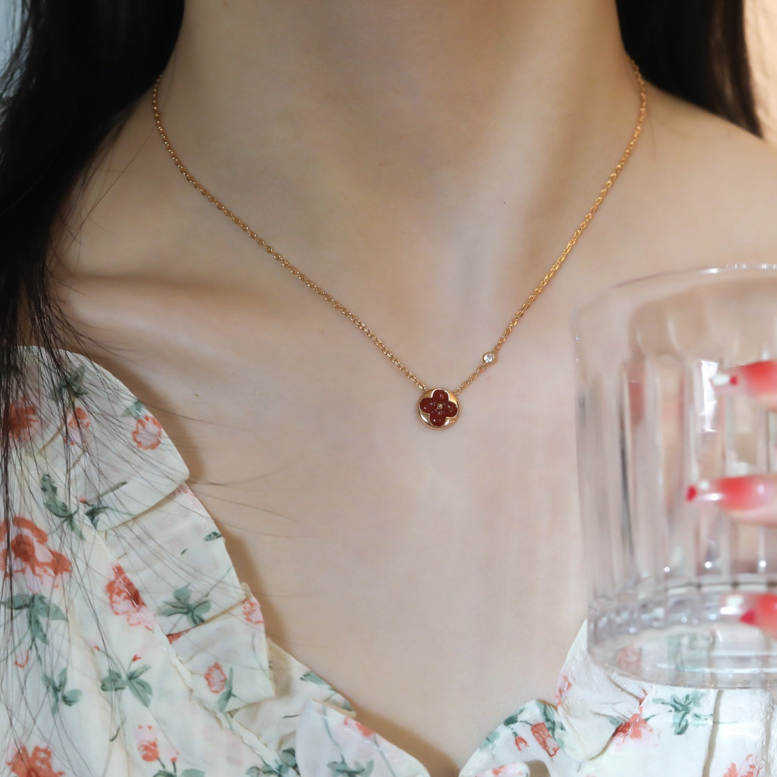 [Triumph Jewelry]SUN PEDANT PINK GOLD 1 DIAMOND NECKLACE