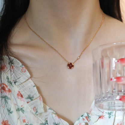 [Triumph Jewelry]SUN PEDANT PINK GOLD 1 DIAMOND NECKLACE