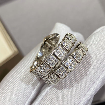 [Triumph Jewelry]SERPENTI DOUBLE RING SILVER DIAMOND PAVED