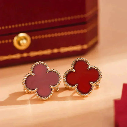 [Triumph Jewelry]CLOVER MEDIUM 1 MOTIFS CARNELIAN  EARRINGS