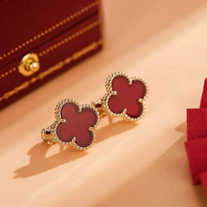 [Triumph Jewelry]CLOVER MEDIUM 1 MOTIFS CARNELIAN  EARRINGS