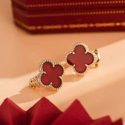 [Triumph Jewelry]CLOVER MEDIUM 1 MOTIFS CARNELIAN  EARRINGS