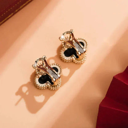 [Triumph Jewelry]CLOVER MEDIUM 1 MOTIFS  ONYX STUD EARRINGS