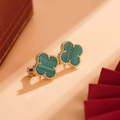 [Triumph Jewelry]CLOVER MEDIUM 1 MOTIFS MALACHITE  EARRINGS