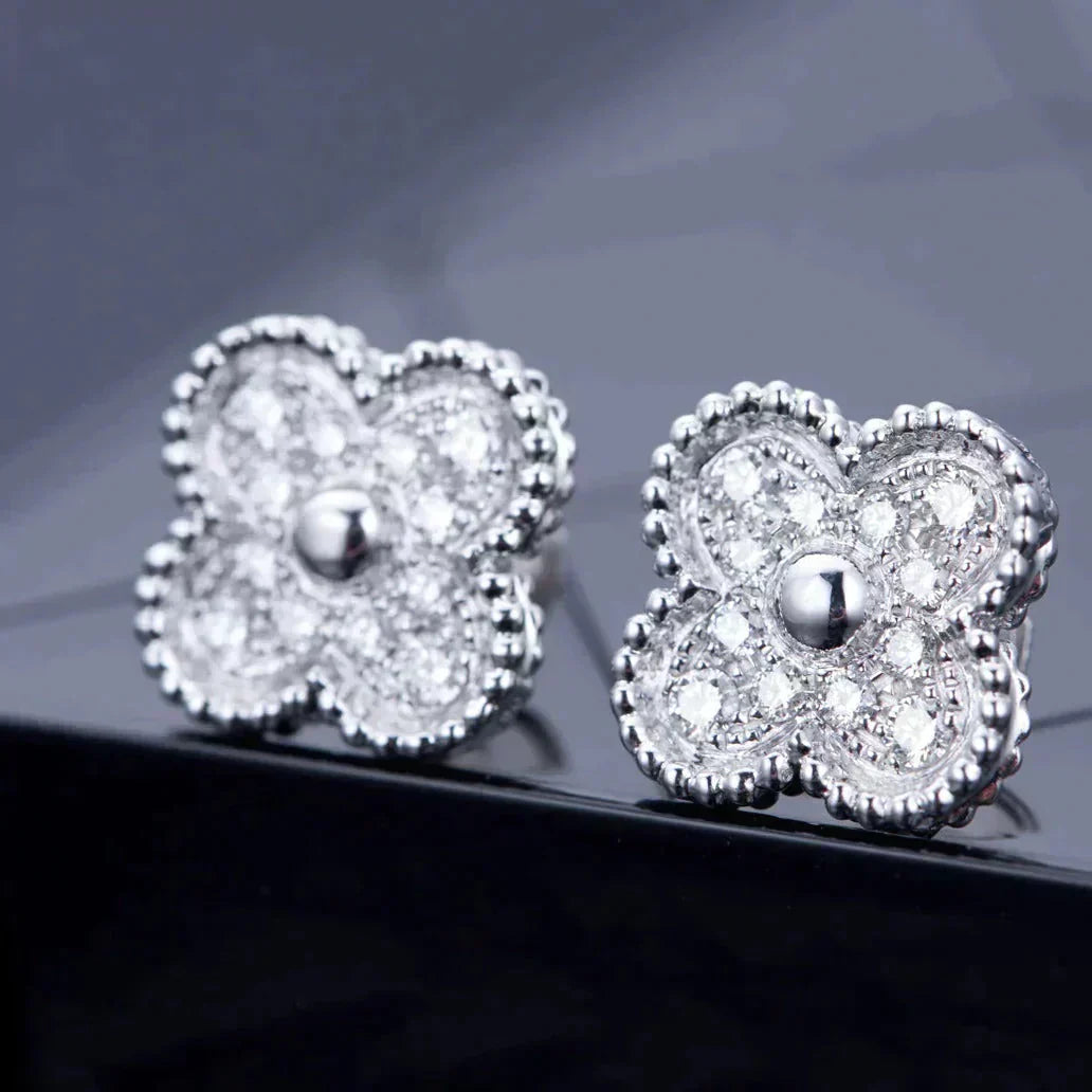 [Triumph Jewelry]CLOVER 1 MOTIFS DIAMOND STUD EARRINGS SILVER