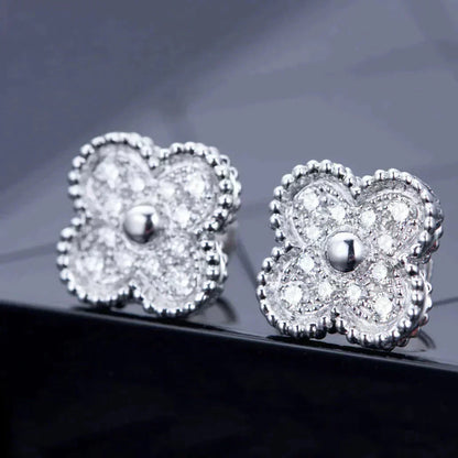 [Triumph Jewelry]CLOVER 1 MOTIFS DIAMOND STUD EARRINGS SILVER