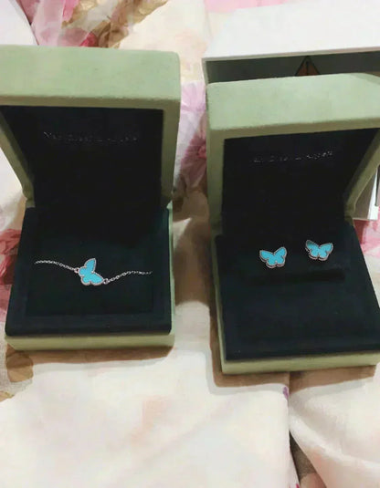 [Triumph Jewelry]BUTTERFLY TURQUOISE EARRINGS SILVER