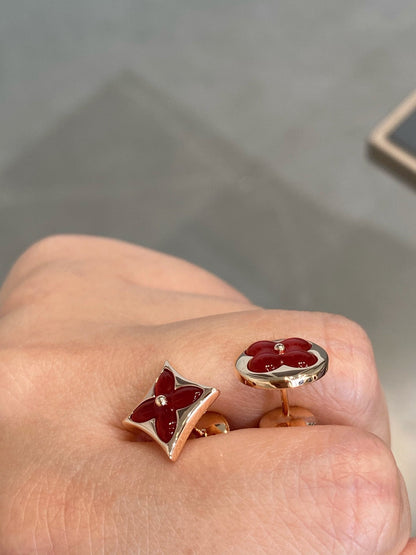 [Triumph Jewelry]STAR AND SUN PINK GOLD CARNELIAN STUD EARRINGS