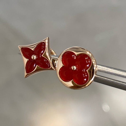 [Triumph Jewelry]STAR AND SUN PINK GOLD CARNELIAN STUD EARRINGS