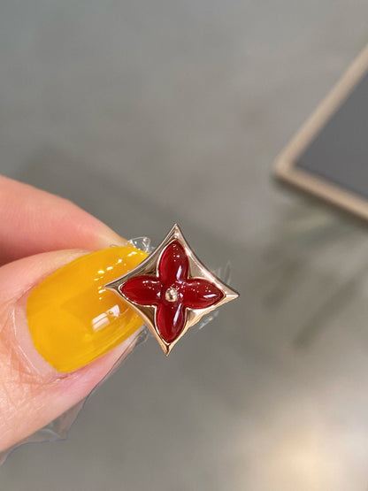 [Triumph Jewelry]STAR AND SUN PINK GOLD CARNELIAN STUD EARRINGS