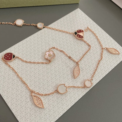 [Triumph Jewelry]LUCKY SPRING 15 MOTIFS ROSE GOLD NECKLACE