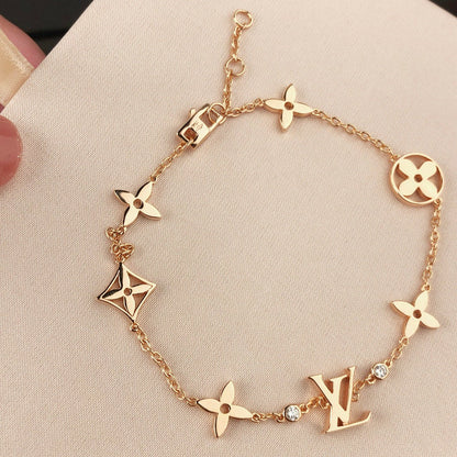 [Triumph Jewelry]STAR AND SUN 7 MOTIFS GOLD BRACELET