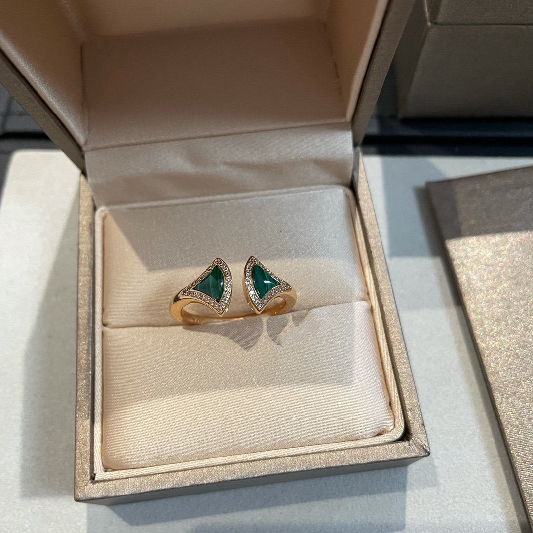[Triumph Jewelry]DREAM MALACHITE DIAMOND OPEN RING
