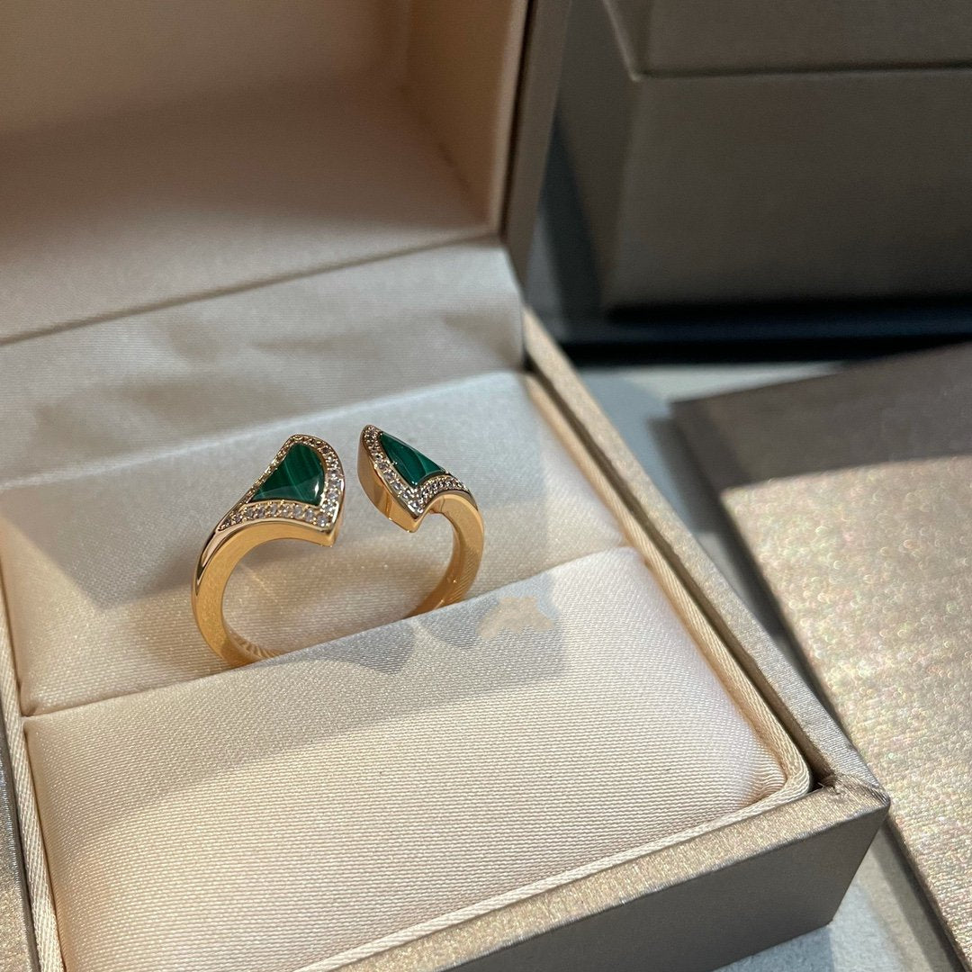 [Triumph Jewelry]DREAM MALACHITE DIAMOND OPEN RING