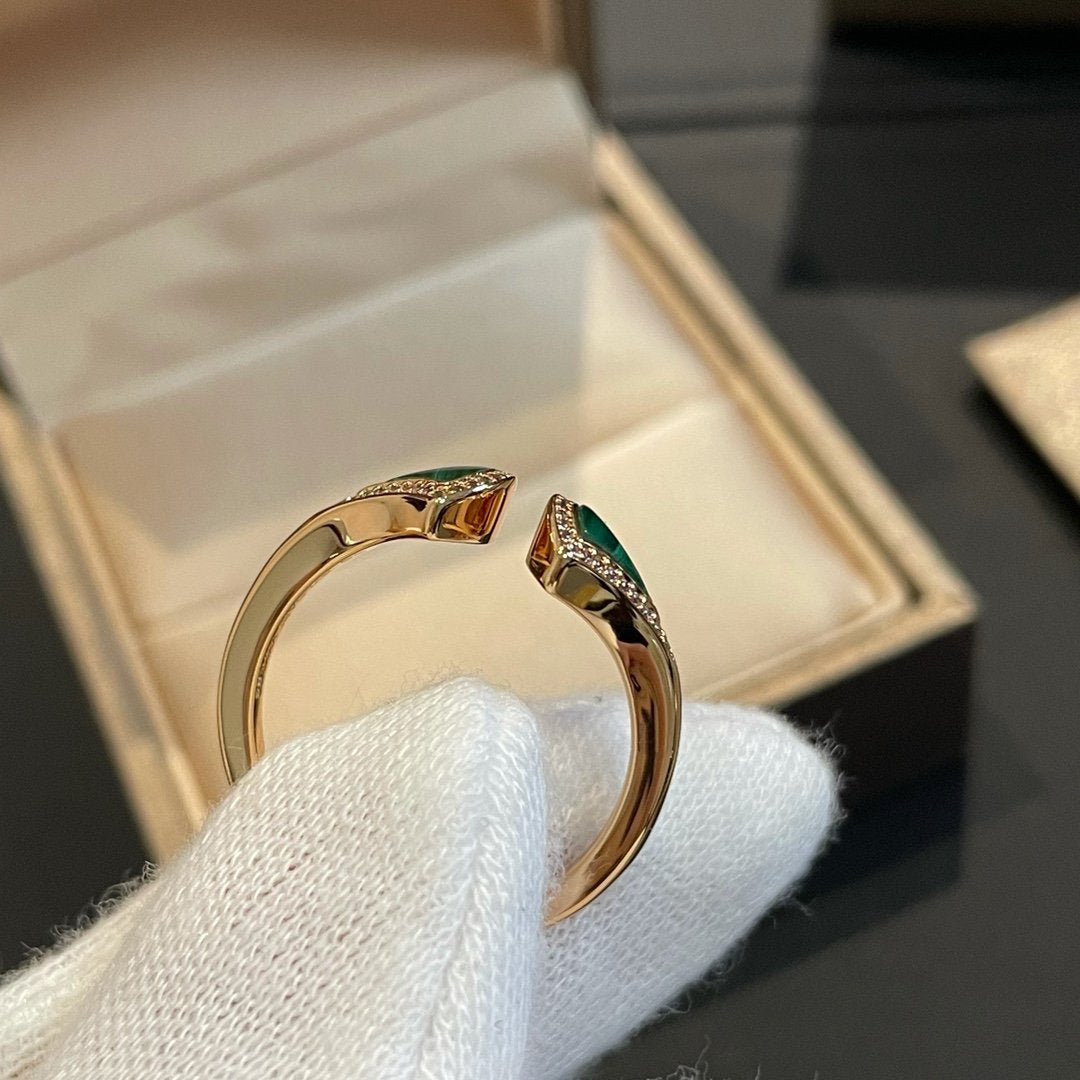 [Triumph Jewelry]DREAM MALACHITE DIAMOND OPEN RING
