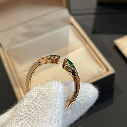 [Triumph Jewelry]DREAM MALACHITE DIAMOND OPEN RING