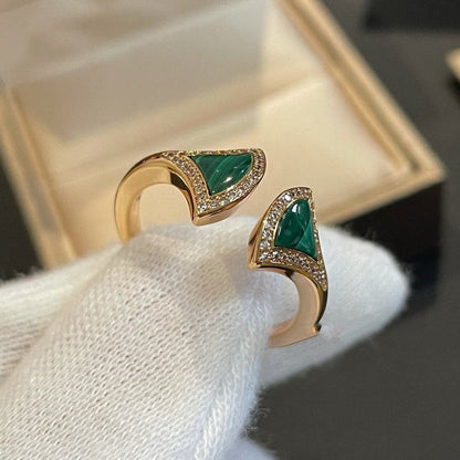 [Triumph Jewelry]DREAM MALACHITE DIAMOND OPEN RING