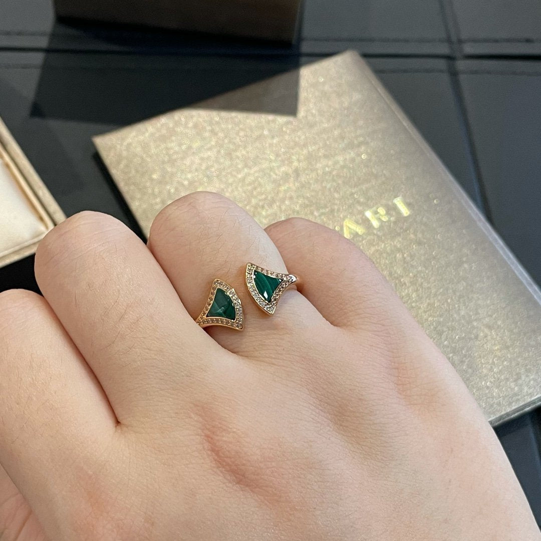 [Triumph Jewelry]DREAM MALACHITE DIAMOND OPEN RING