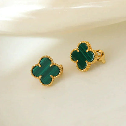 [Triumph Jewelry]CLOVER MEDIUM 1 MOTIFS MALACHITE  EARRINGS