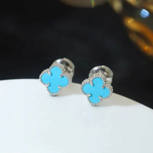 [Triumph Jewelry]CLOVER MINI 9.5MM ONYX STUD EARRINGS SILVER